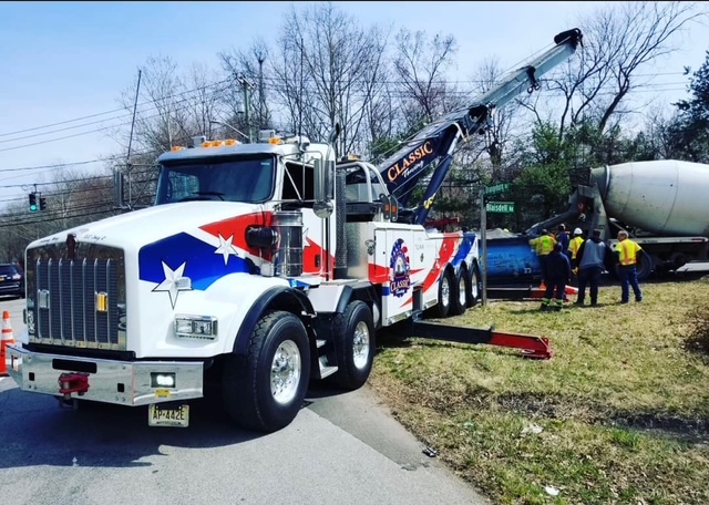 75-ton rotator on a job site with its boom raised